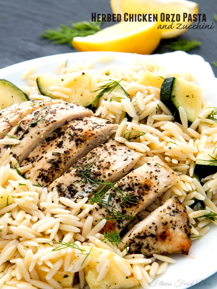 Herbed Chicken Orzo Pasta and Zucchini | Fitness Food Diva