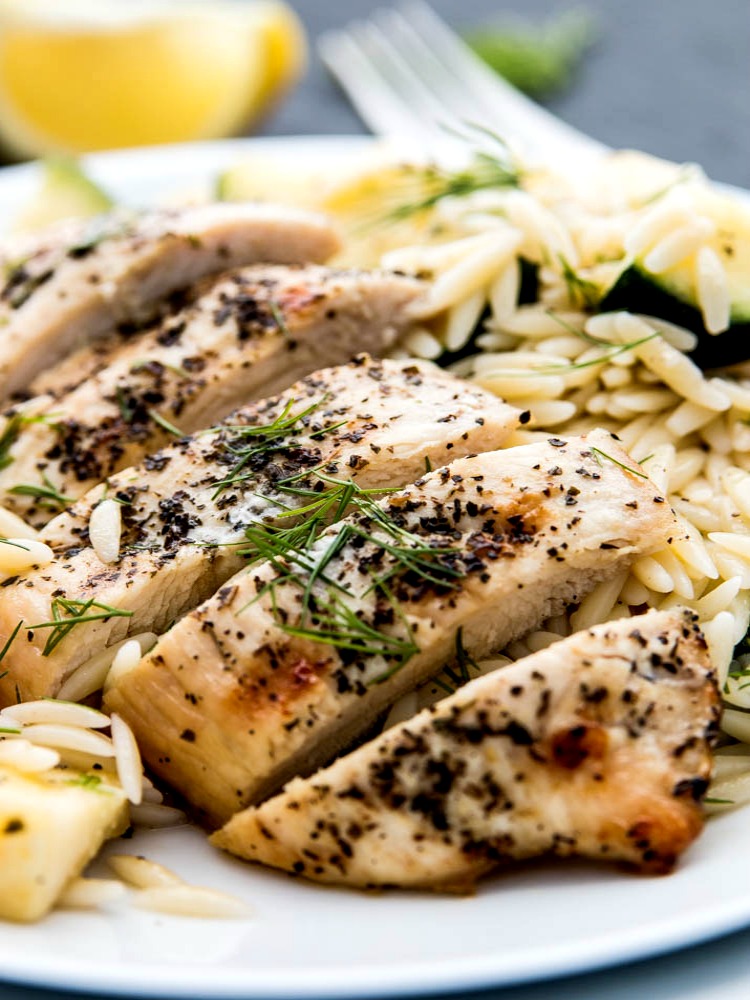 Herbed Chicken Orzo Pasta and Zucchini | Fitness Food Diva