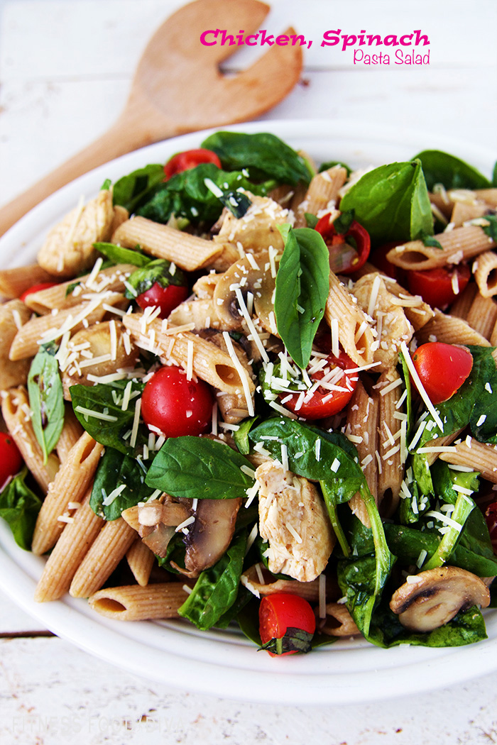 Chicken Spinach Pasta Salad | Fitness Food Diva