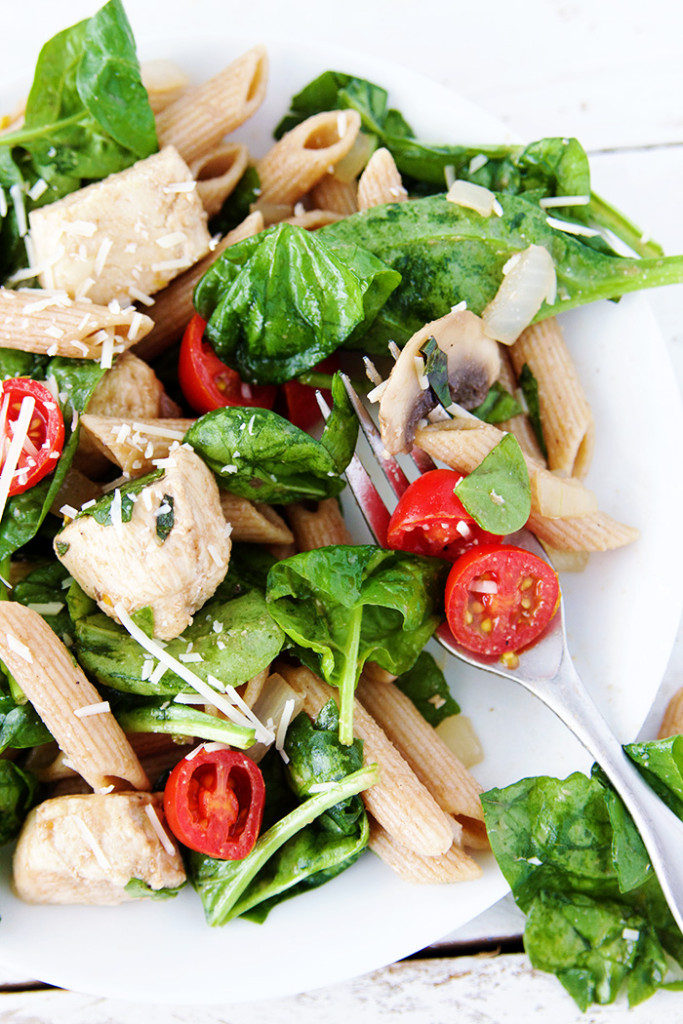 Chicken Spinach Pasta Salad | Fitness Food Diva