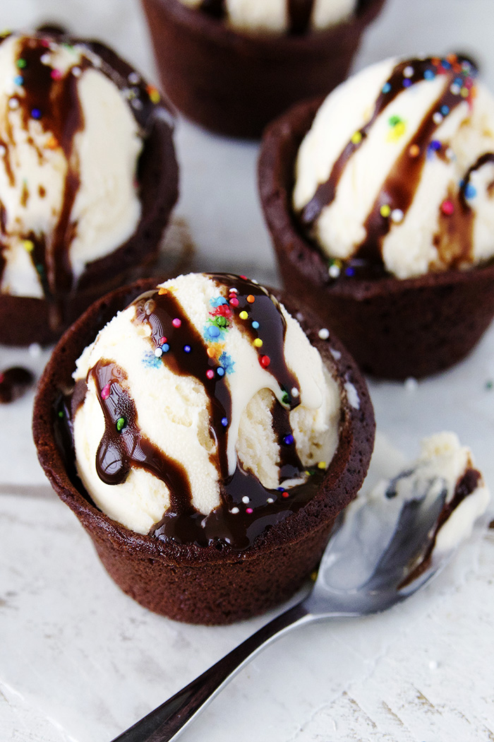 Easy Brownie Sundae Waffle Bowls - xoxoBella