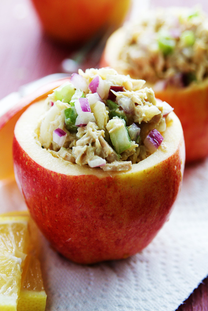 Tuna and Apple Salad in Apple Cups Fitness Food Diva