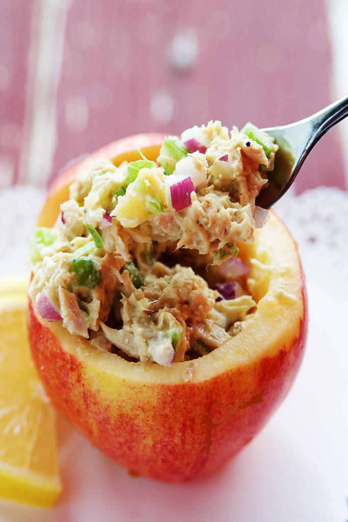 Tuna and Apple Salad in Apple Cups Fitness Food Diva