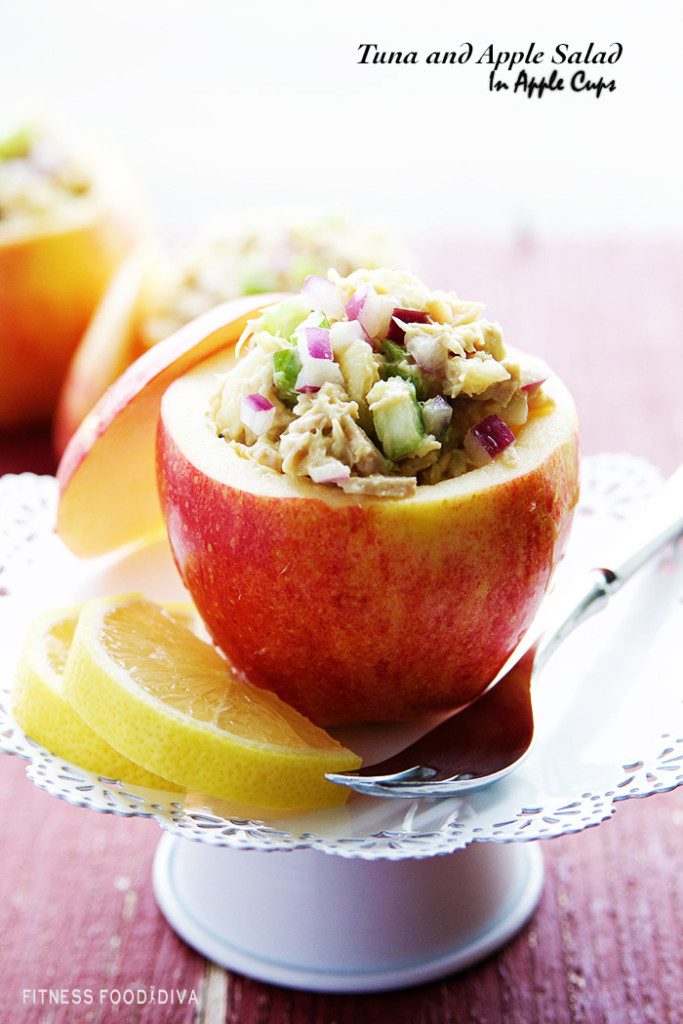 Tuna and Apple Salad in Apple Cups Fitness Food Diva