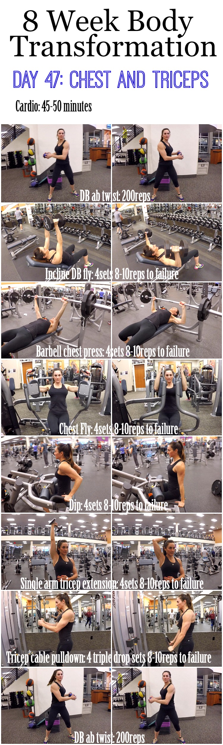 8 Week Body Transformation: Day 47 CHEST and TRICEPS - Fitness Food Diva