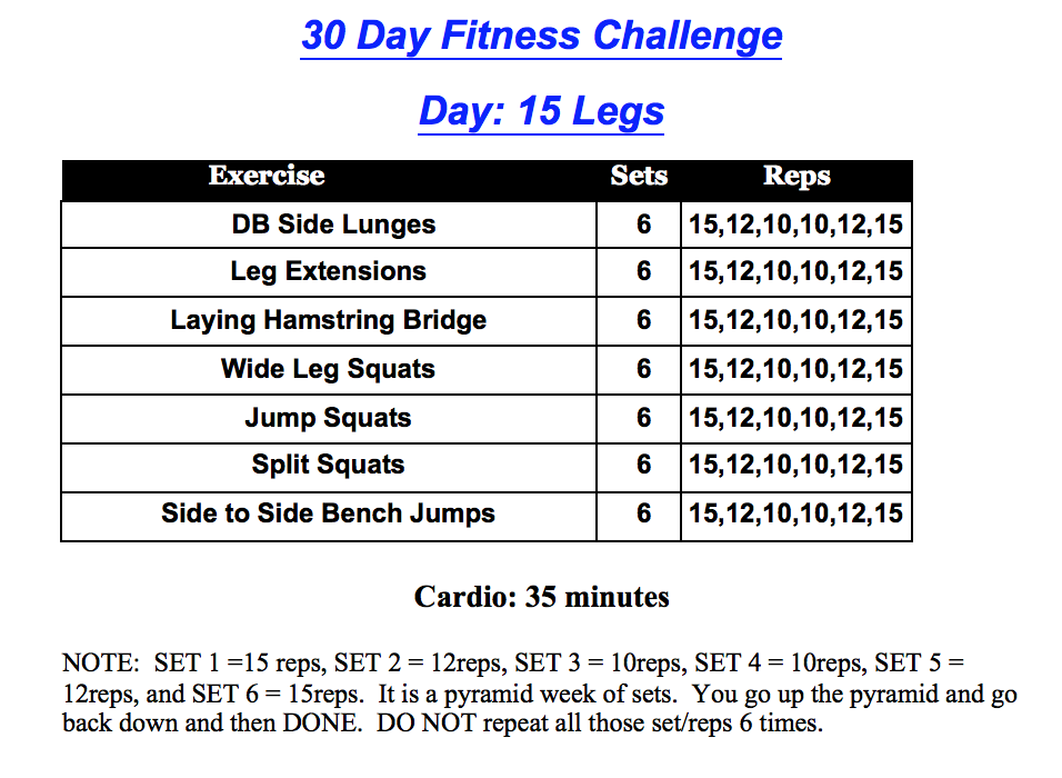 30 Day Fitness Challenge Day 15: Legs | Fitness Food Diva